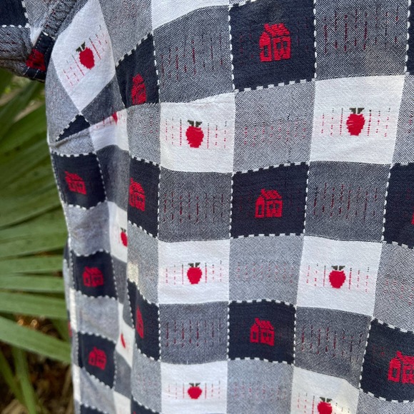 Vintage 90s Blue White Plaid School House Apple Short Sleeves Liz and Me Size 4X - Picture 11 of 11